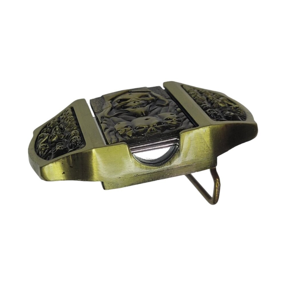 Skulls & Reaper Lighter Belt Buckle - Bronze Metal Lighter  - Free Engraving - Picture 6 of 9